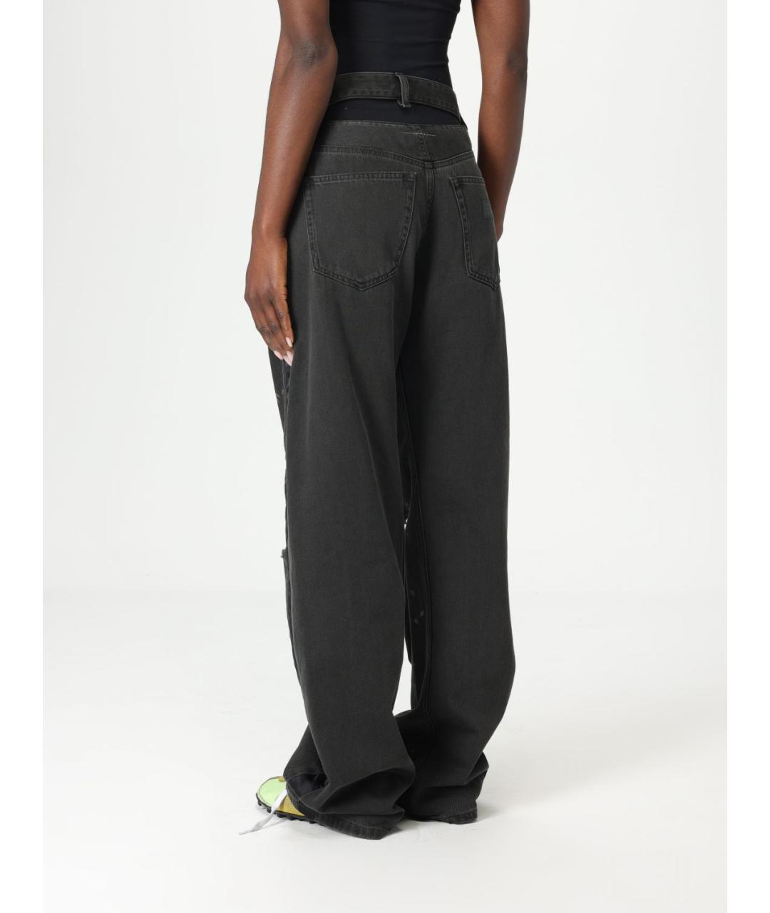 MM6 MAISON MARGIELA Черные хлопковые прямые джинсы, фото 4