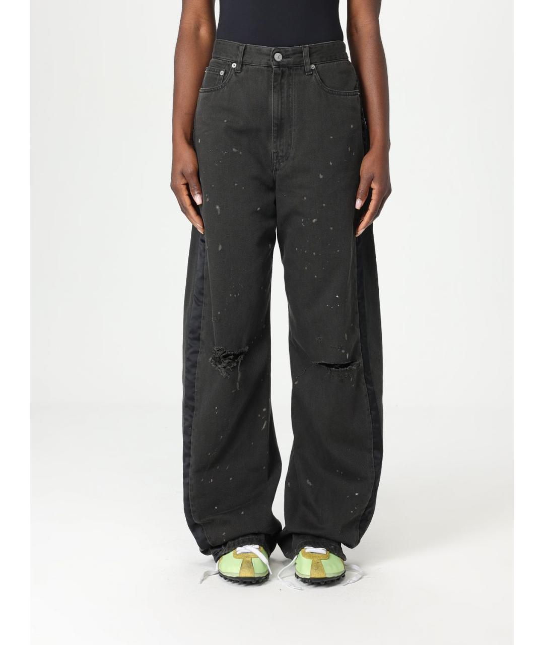 MM6 MAISON MARGIELA Черные хлопковые прямые джинсы, фото 2