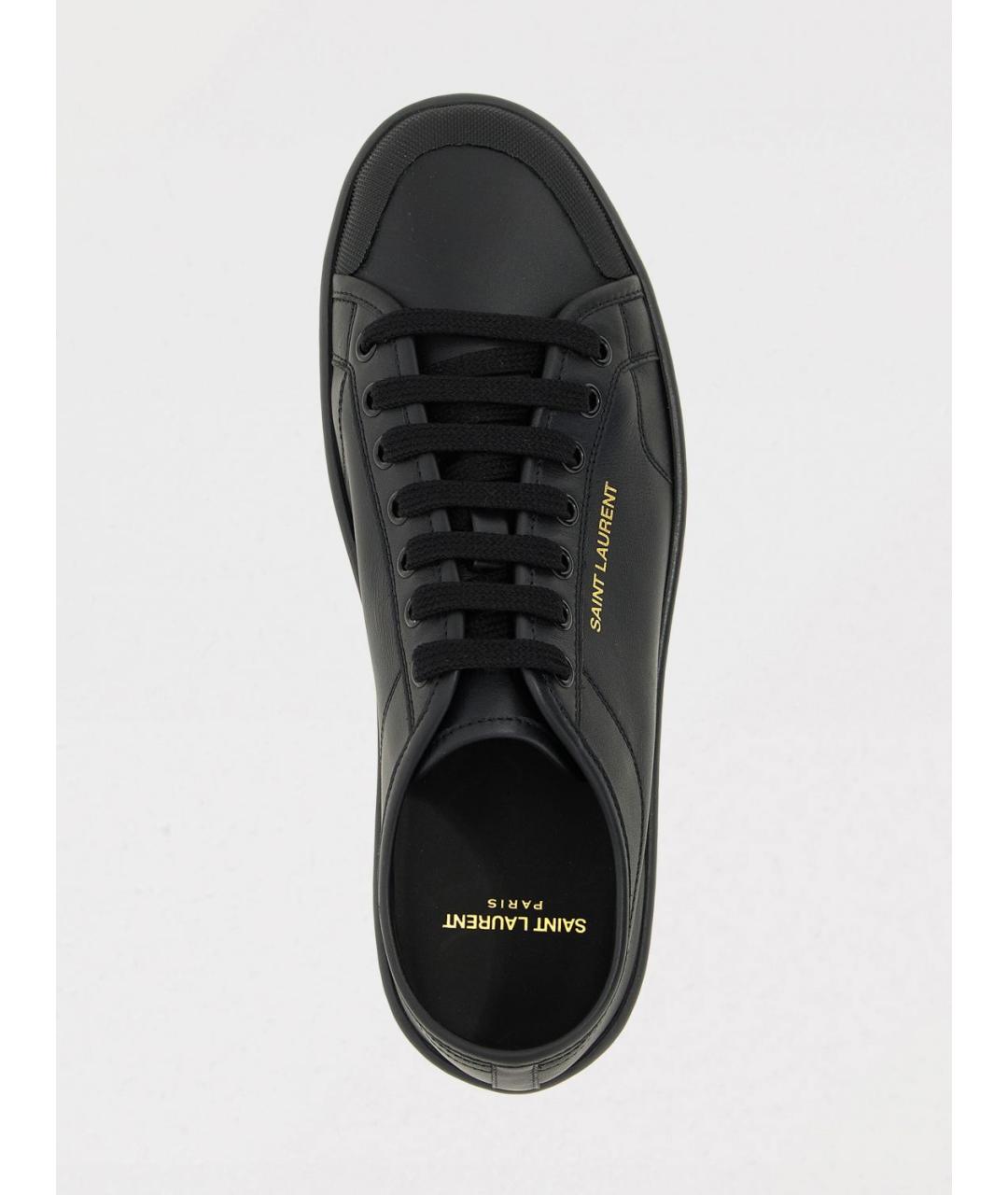 SAINT LAURENT Черные кожаные низкие кроссовки / кеды, фото 4