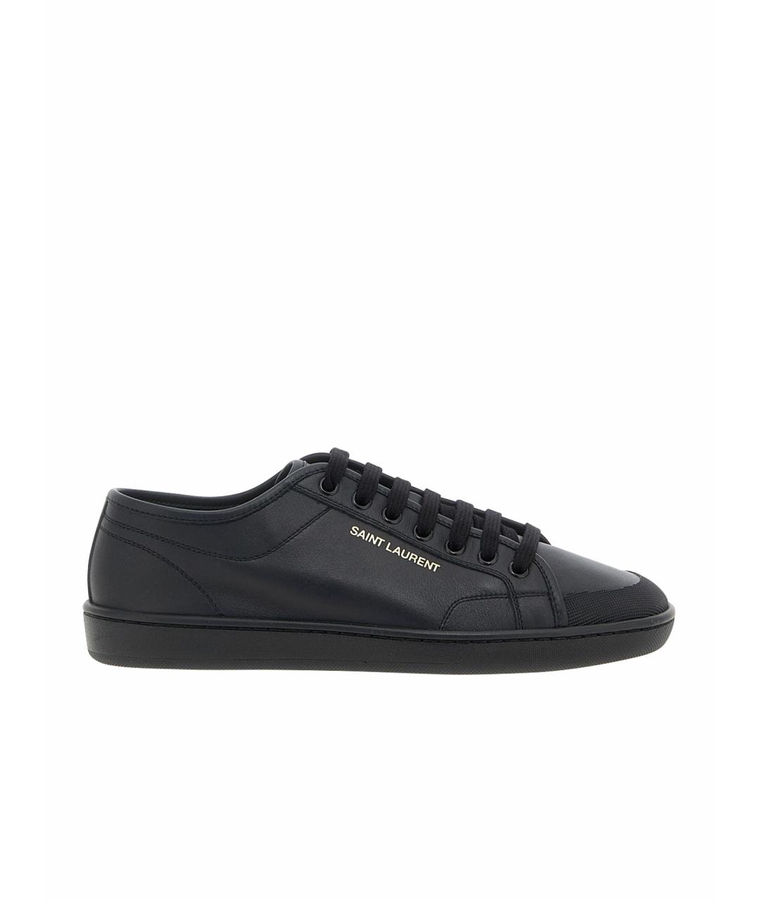 SAINT LAURENT Черные кожаные низкие кроссовки / кеды, фото 1
