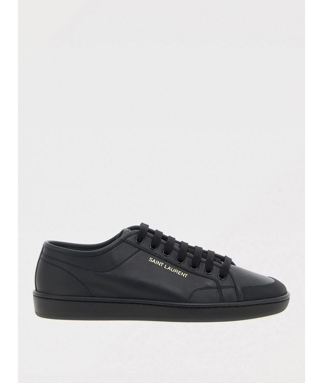 SAINT LAURENT Черные кожаные низкие кроссовки / кеды, фото 5