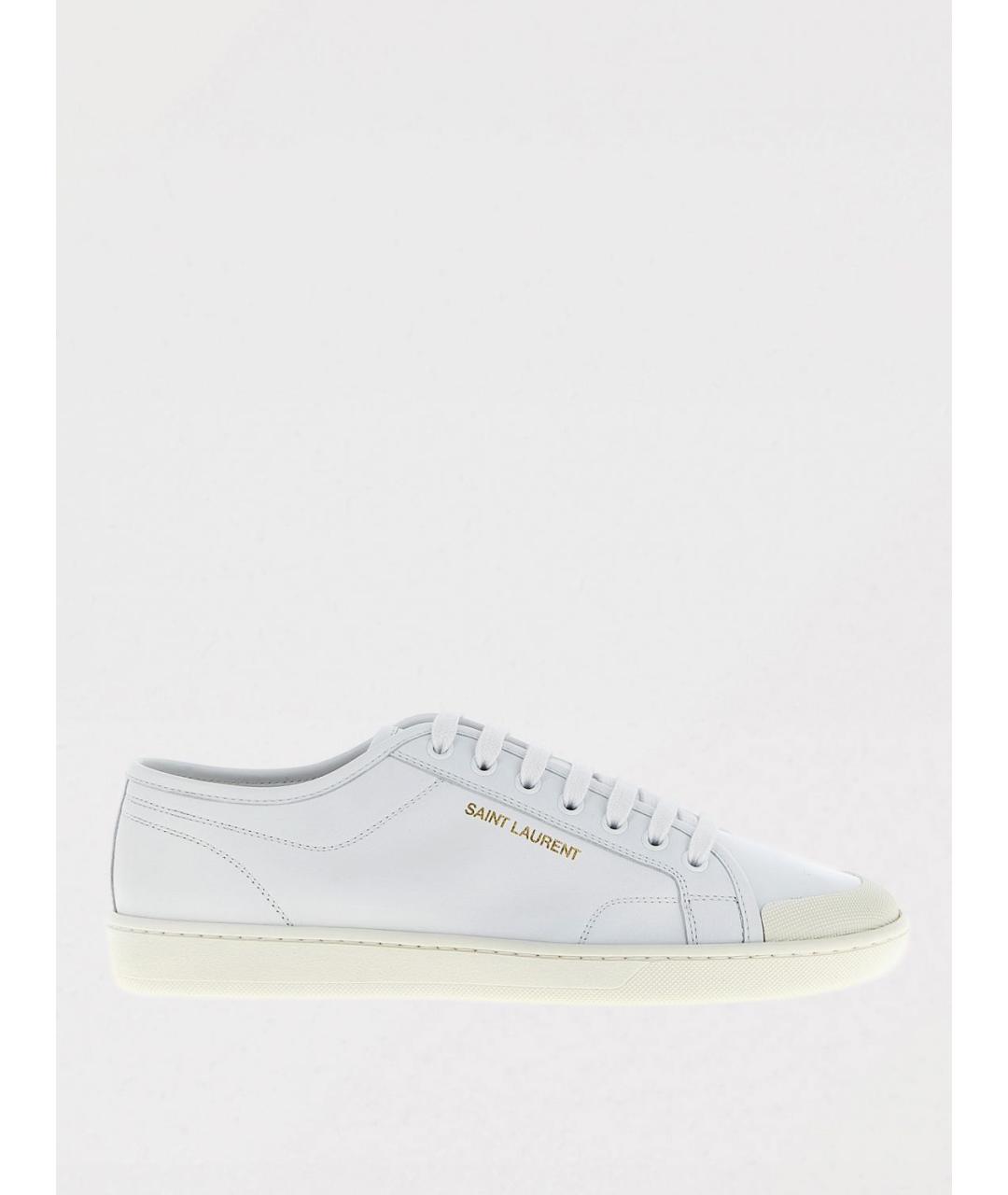 SAINT LAURENT Белые кожаные низкие кроссовки / кеды, фото 5