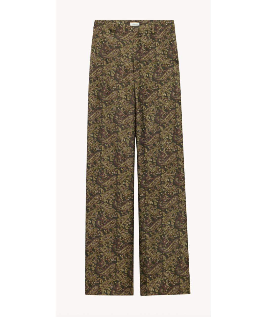 SAINT LAURENT Мульти шелковые прямые брюки, фото 7