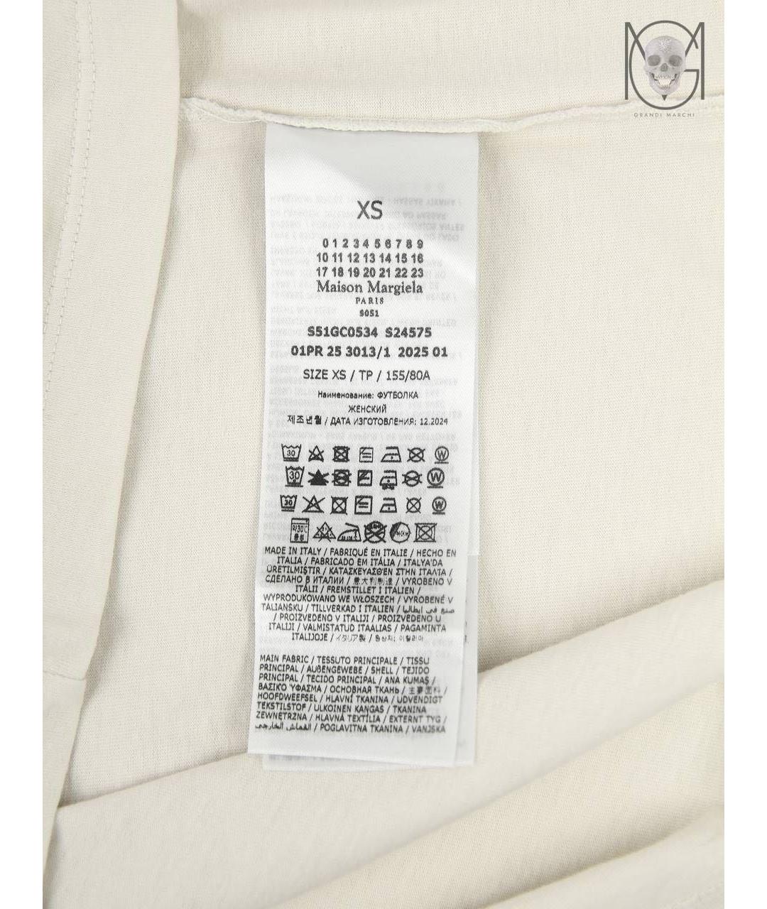 MAISON MARGIELA Бежевая хлопковая футболка, фото 5