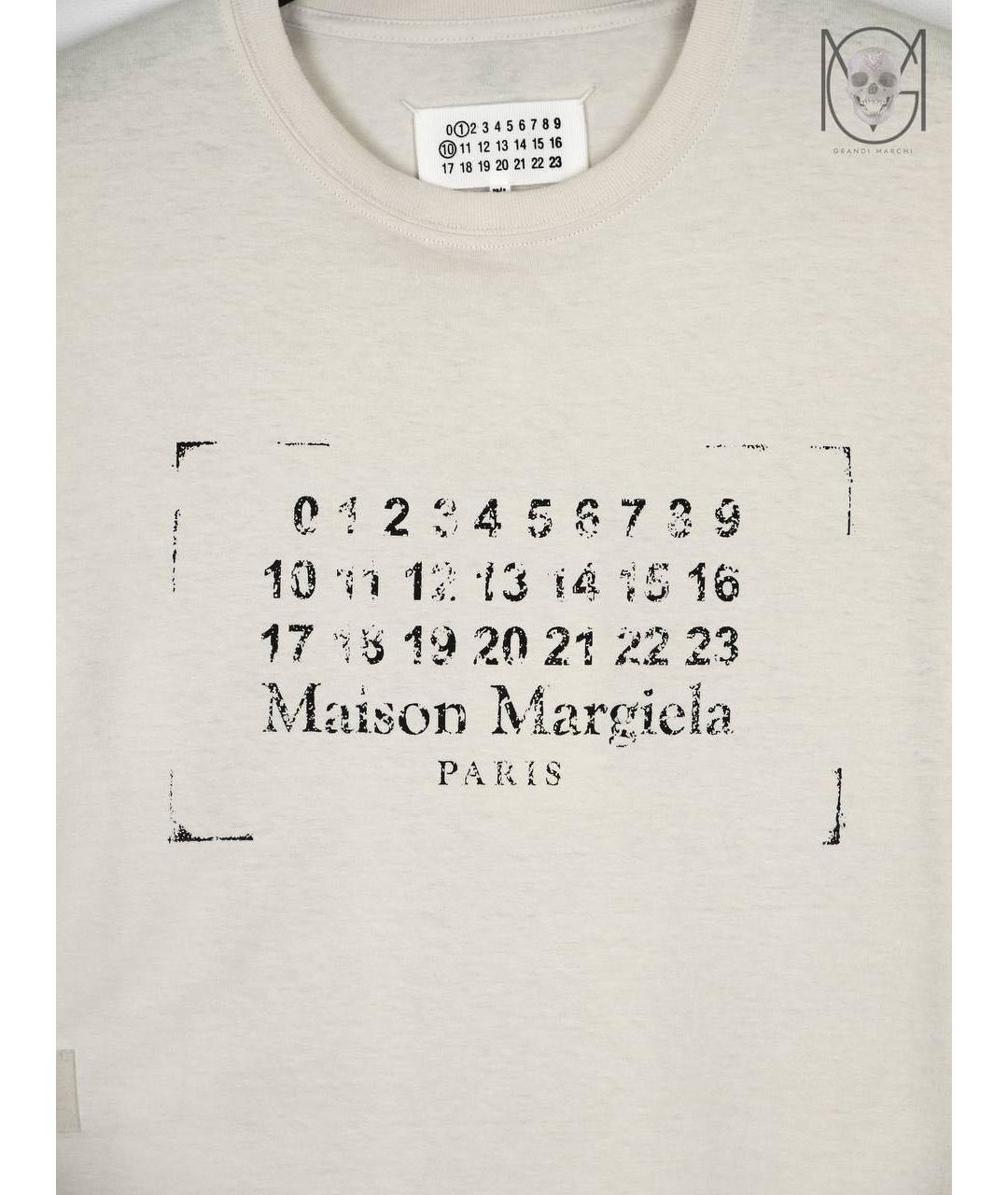 MAISON MARGIELA Бежевая хлопковая футболка, фото 3