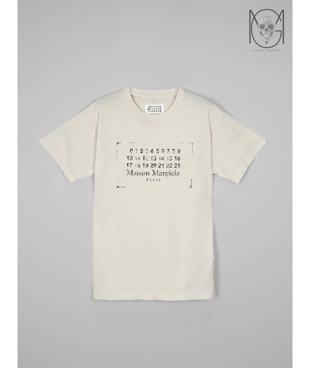 MAISON MARGIELA Бежевая хлопковая футболка, фото 8