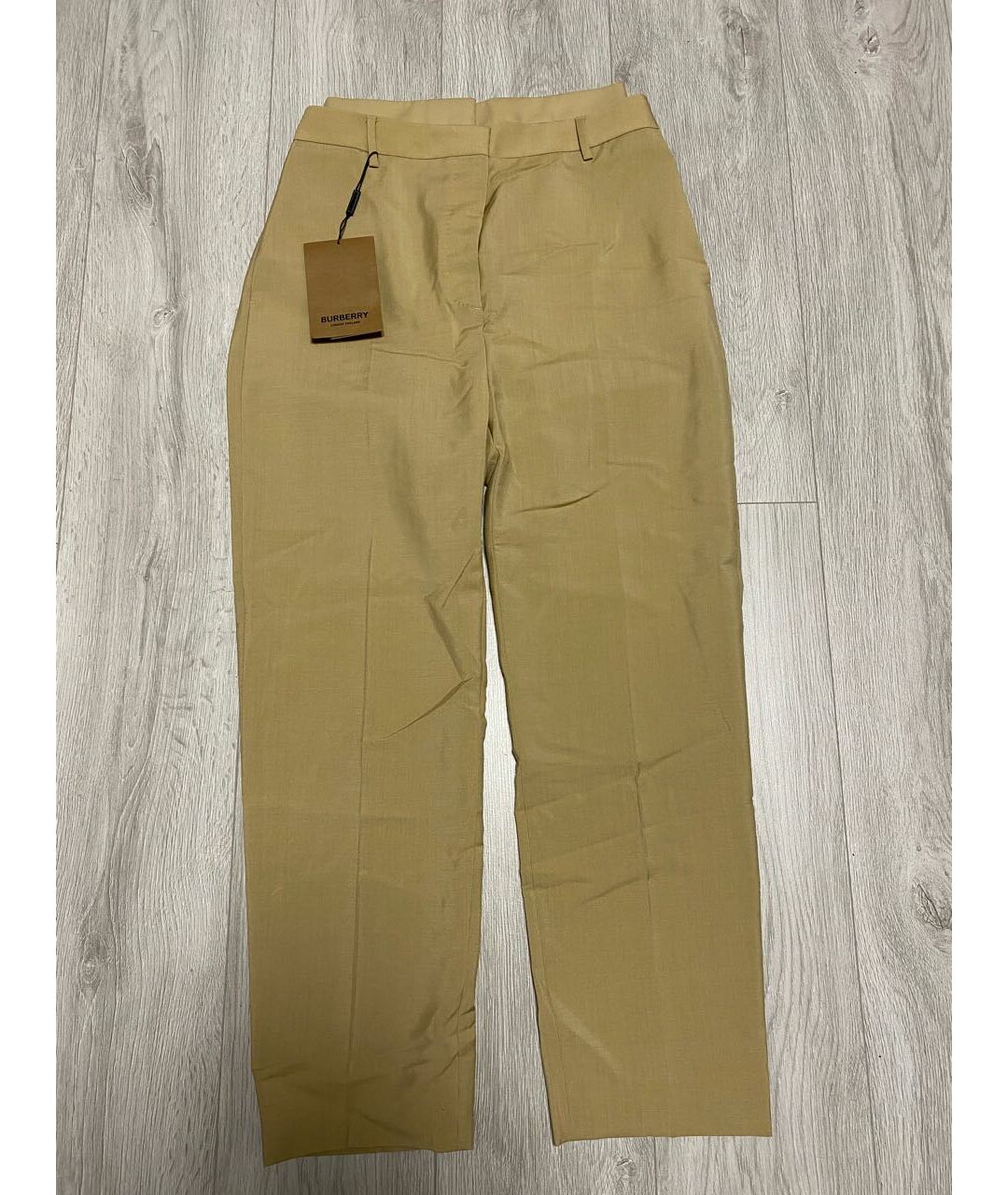 BURBERRY Бежевые шерстяные прямые брюки, фото 4