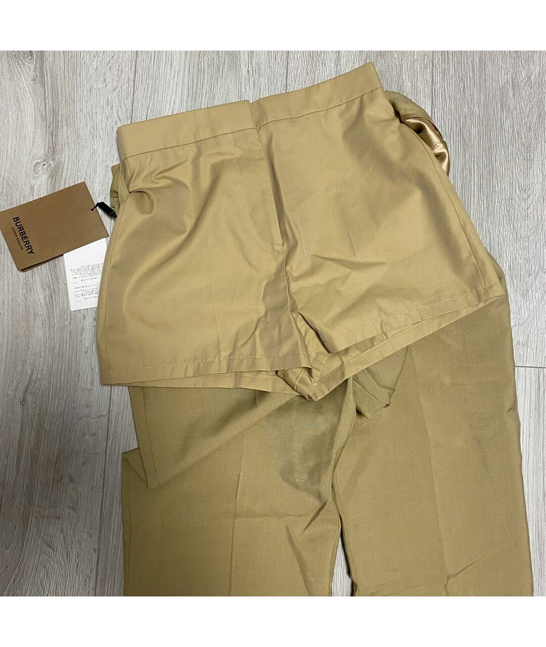 BURBERRY Бежевые шерстяные прямые брюки, фото 6