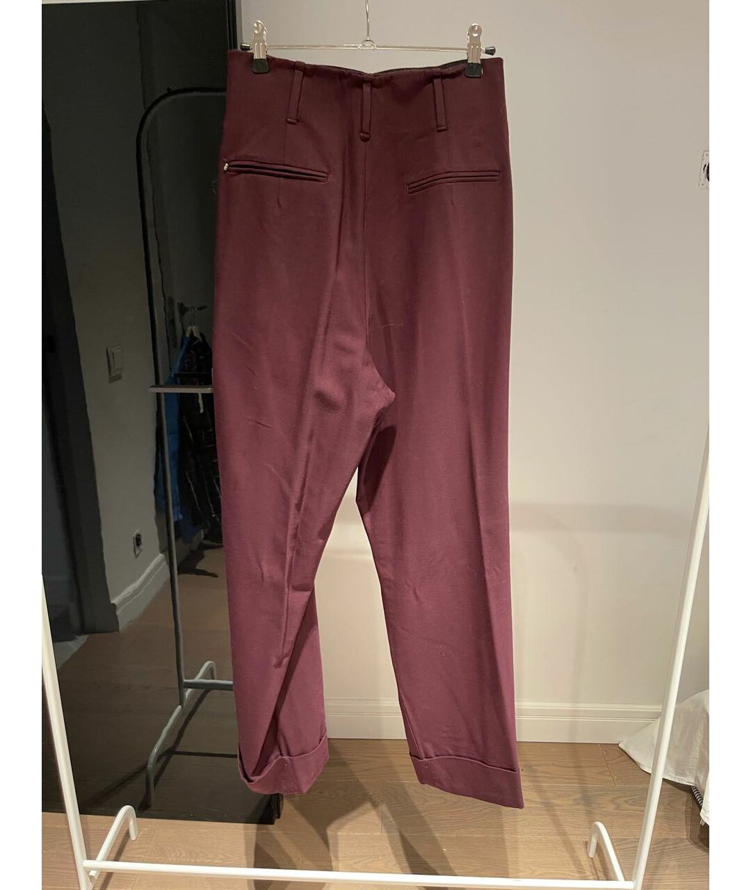 SPORTMAX Бордовые прямые брюки, фото 2