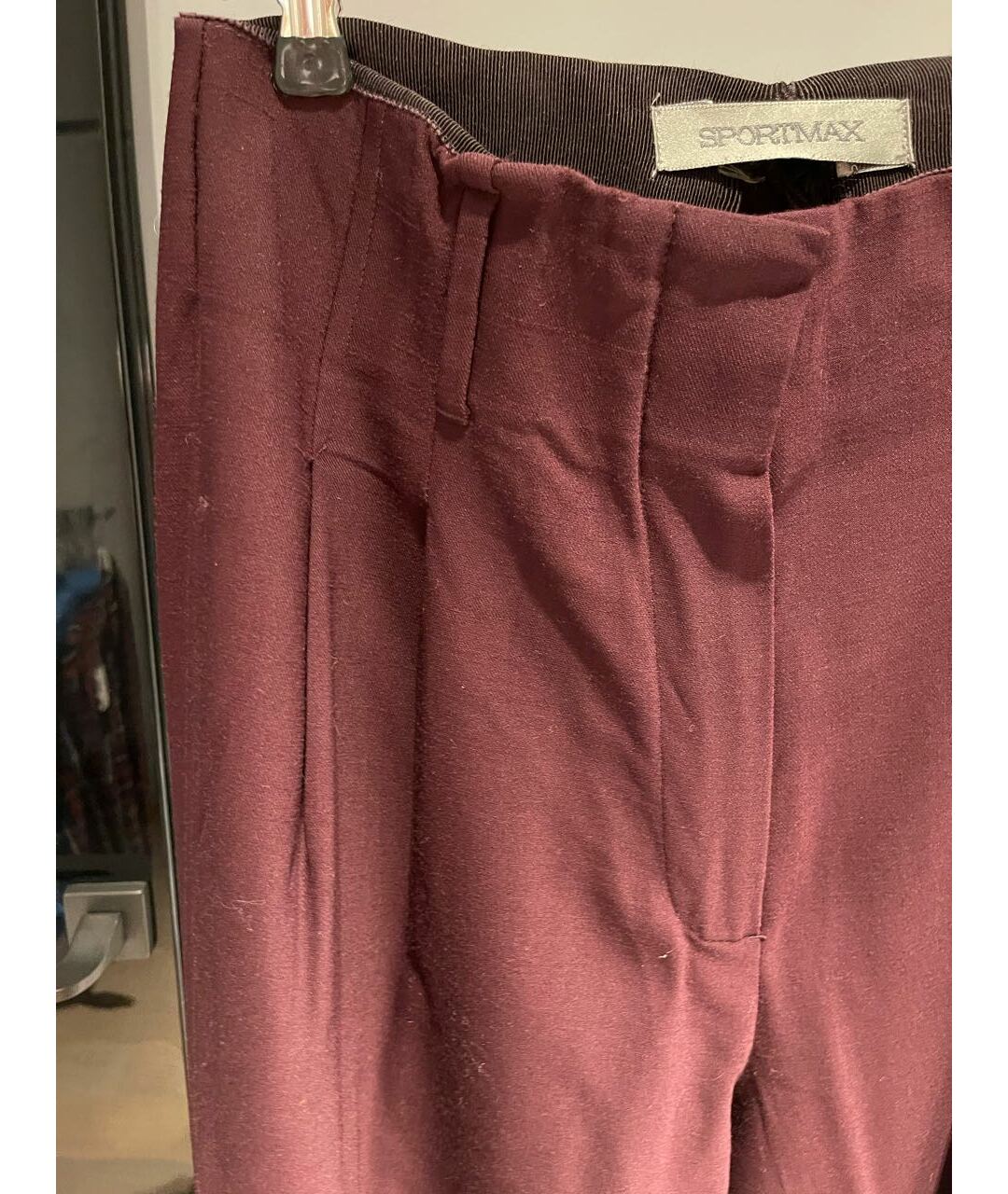 SPORTMAX Бордовые прямые брюки, фото 4