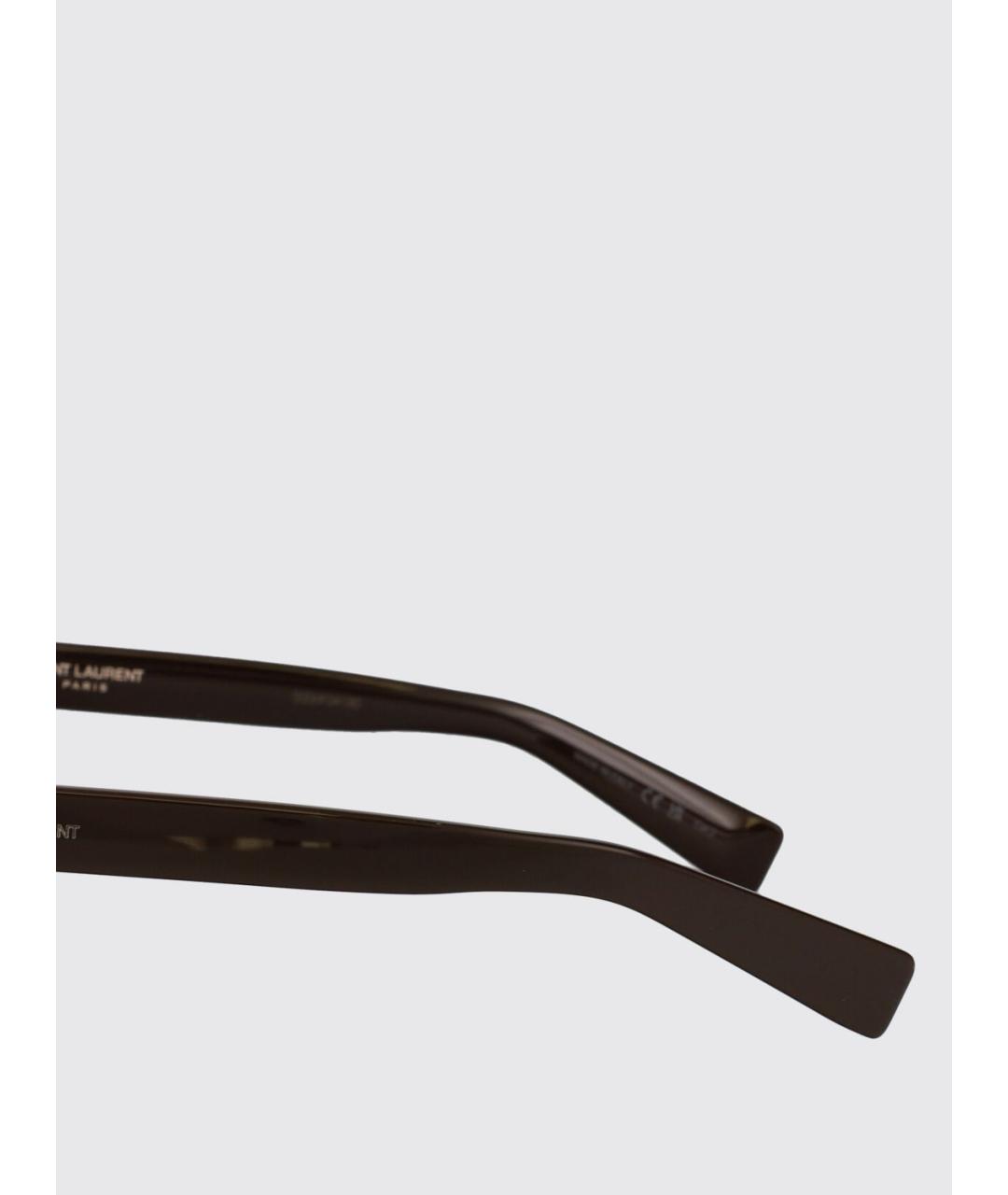 SAINT LAURENT Коричневые пластиковые солнцезащитные очки, фото 4