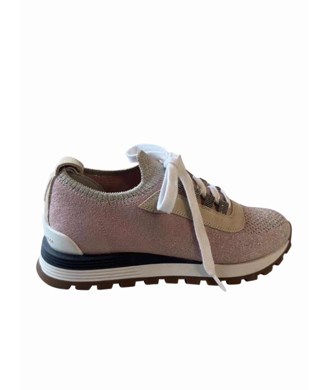 BRUNELLO CUCINELLI Розовые текстильные кроссовки, фото 1