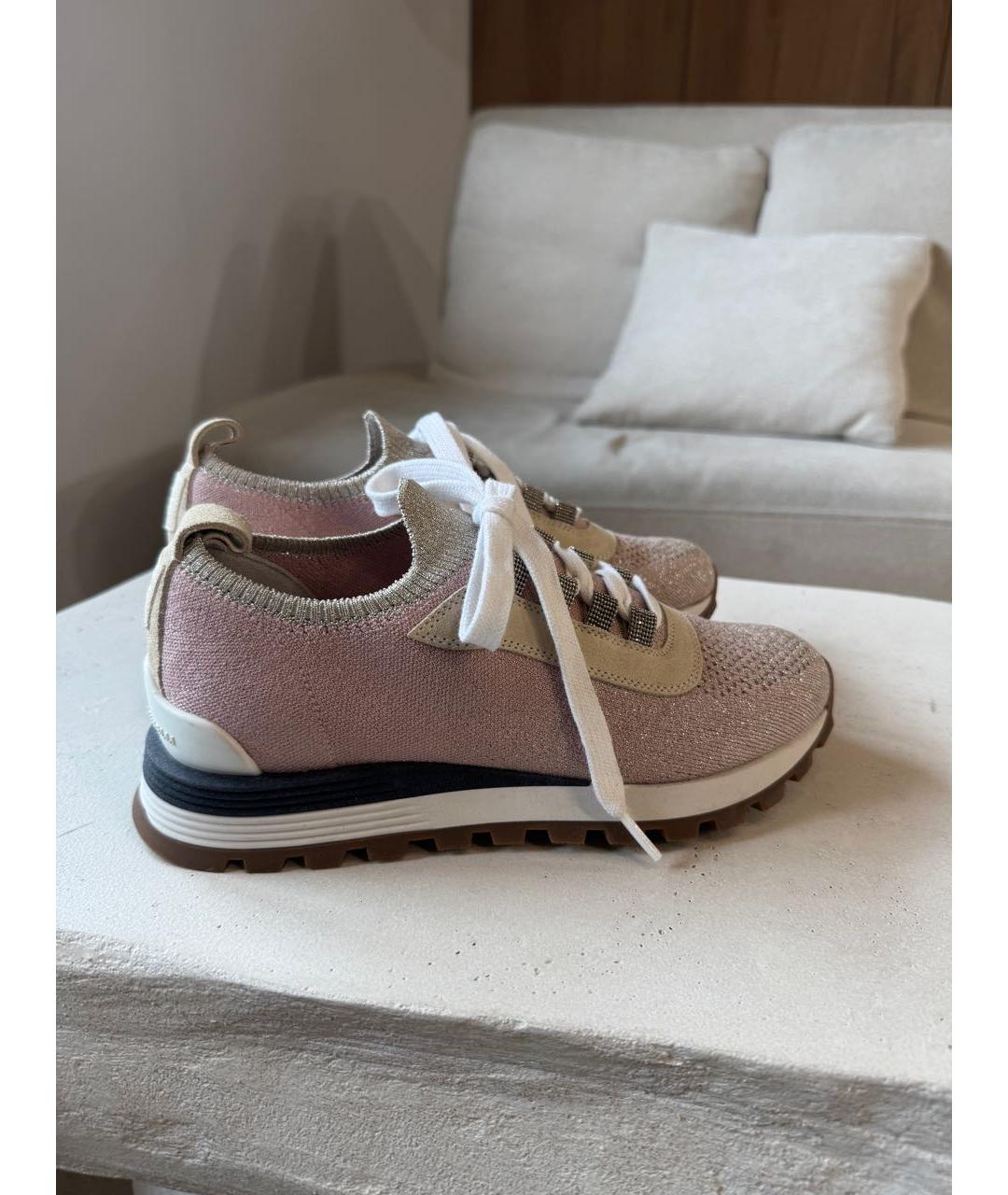 BRUNELLO CUCINELLI Розовые текстильные кроссовки, фото 5