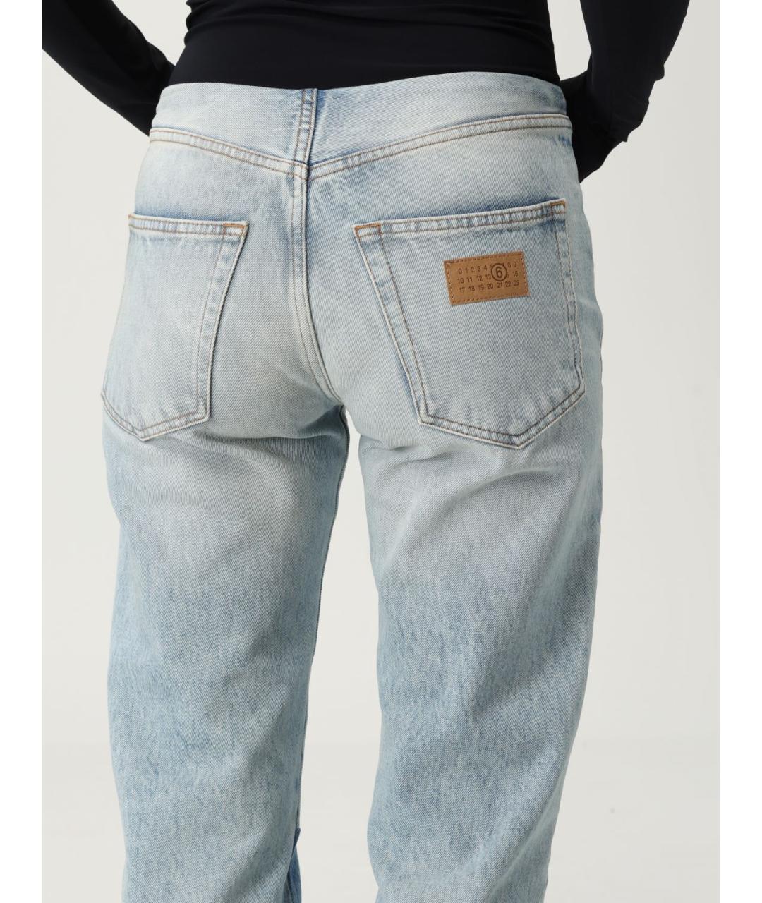 MM6 MAISON MARGIELA Синие хлопковые прямые джинсы, фото 6