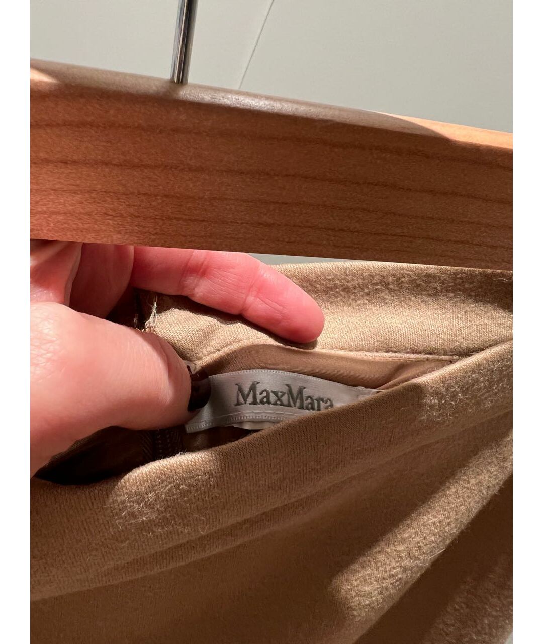 MAX MARA Бежевая шерстяная юбка миди, фото 3