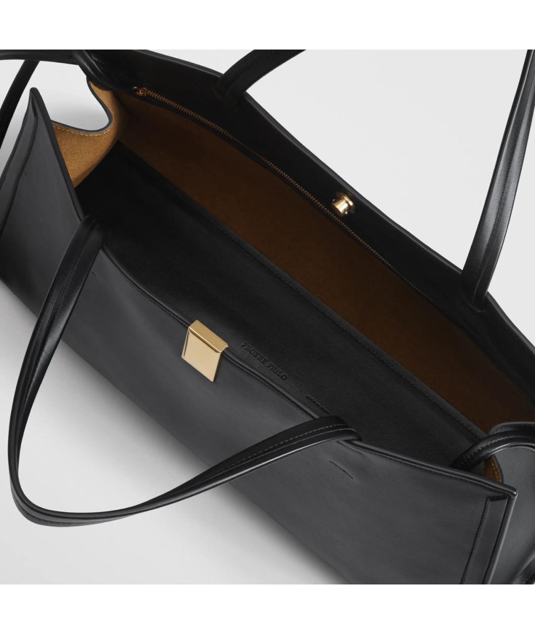 PHOEBE PHILO Черная кожаная сумка с короткими ручками, фото 3