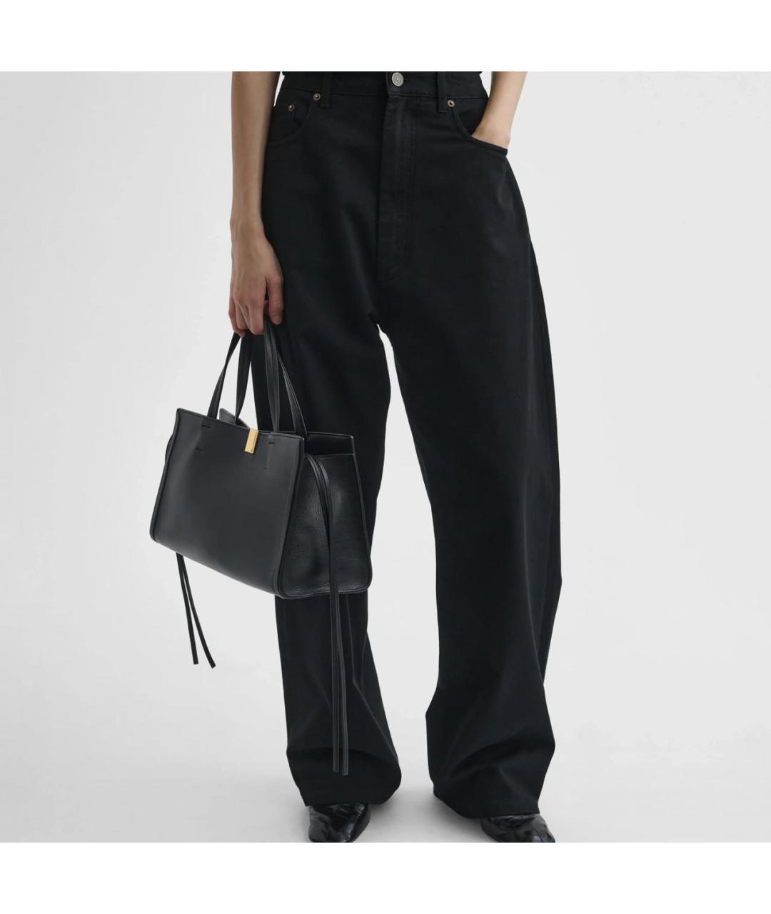 PHOEBE PHILO Черная кожаная сумка с короткими ручками, фото 4