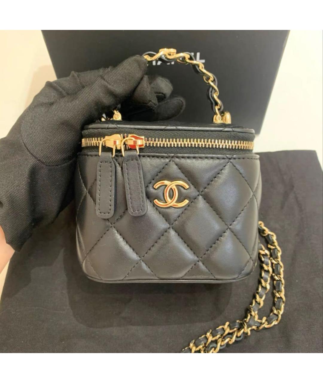 CHANEL Черная кожаная сумка через плечо, фото 8
