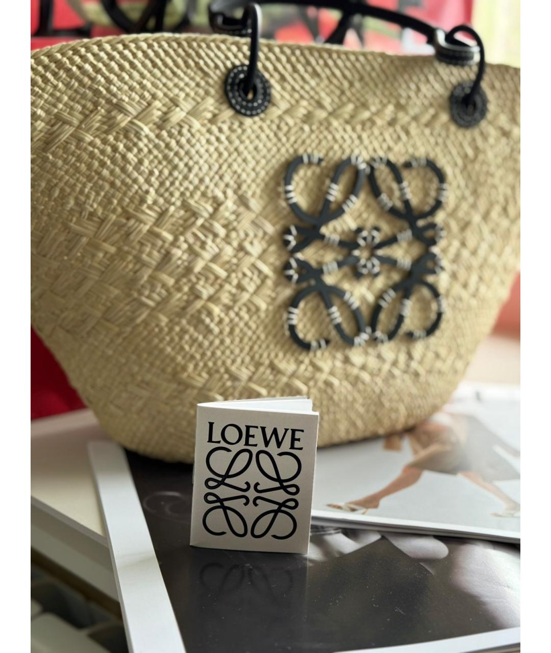 LOEWE Бежевая пелетеная пляжная сумка, фото 2