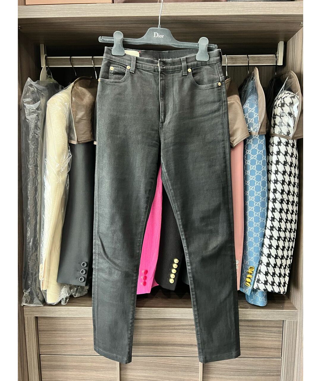 GUCCI Черные хлопко-эластановые джинсы слим, фото 6