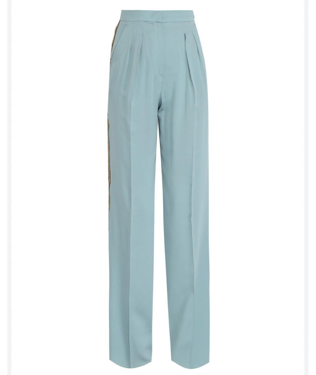 MAX MARA Голубой шелковый костюм с брюками, фото 2