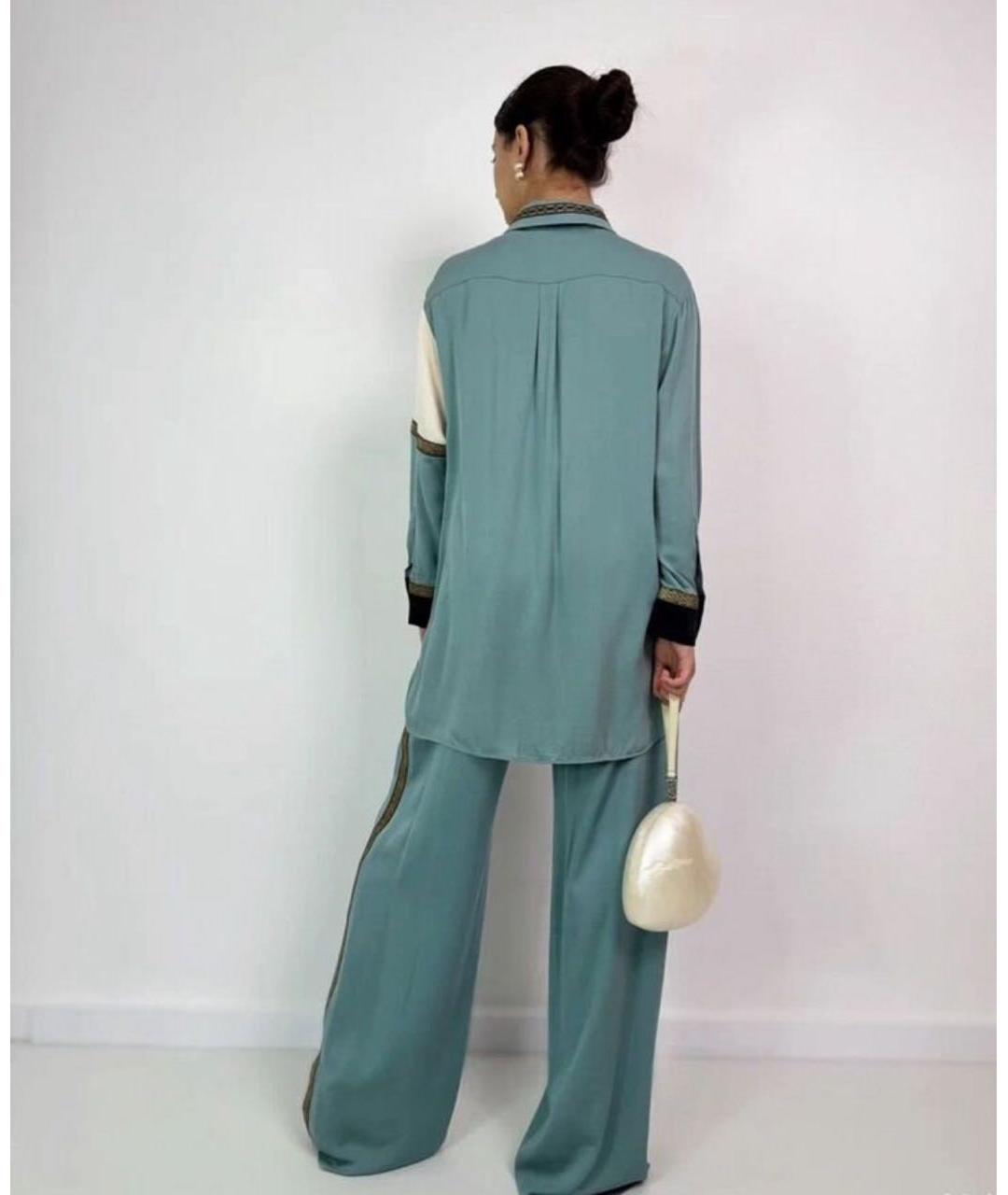 MAX MARA Голубой шелковый костюм с брюками, фото 6