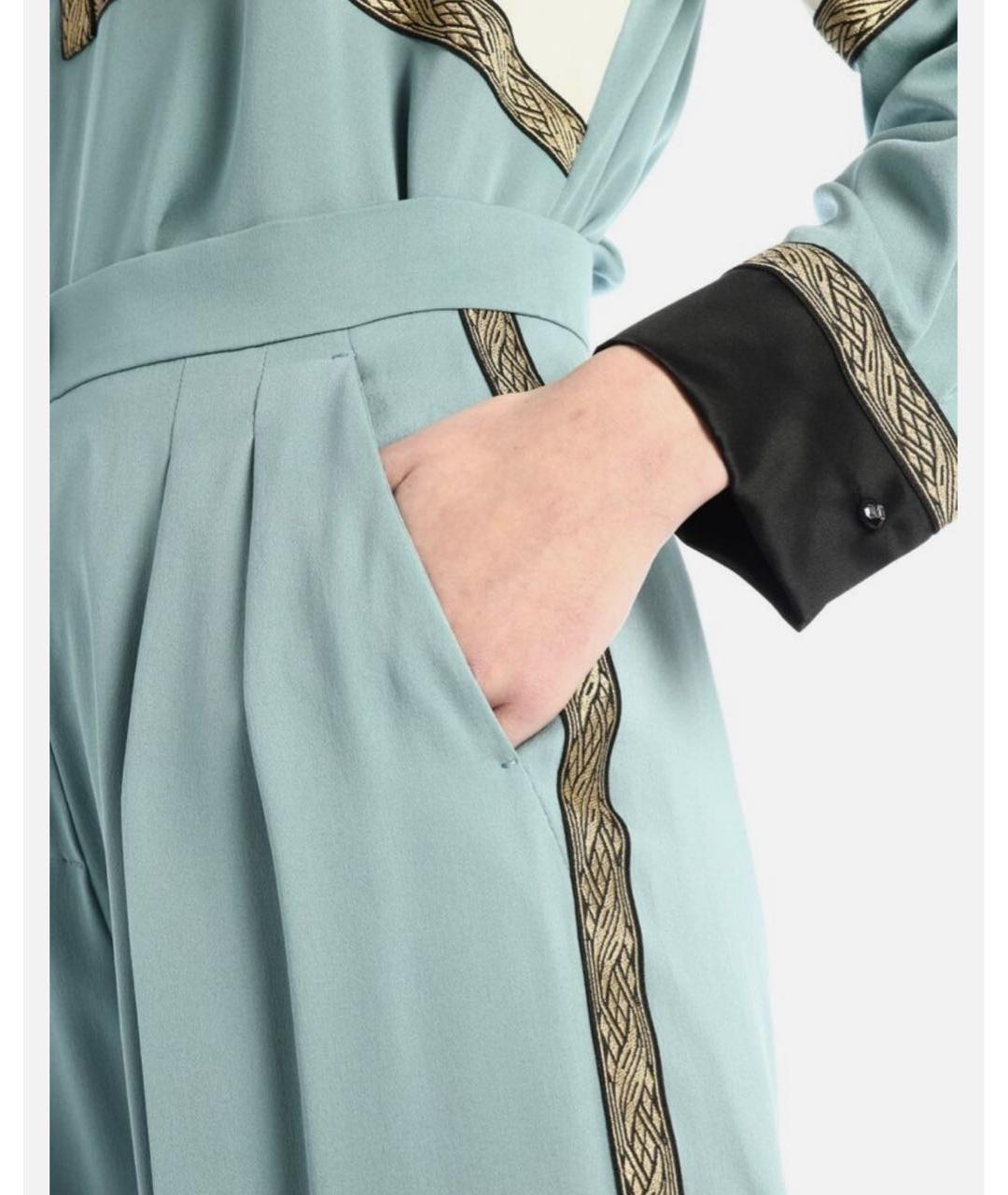 MAX MARA Голубой шелковый костюм с брюками, фото 4