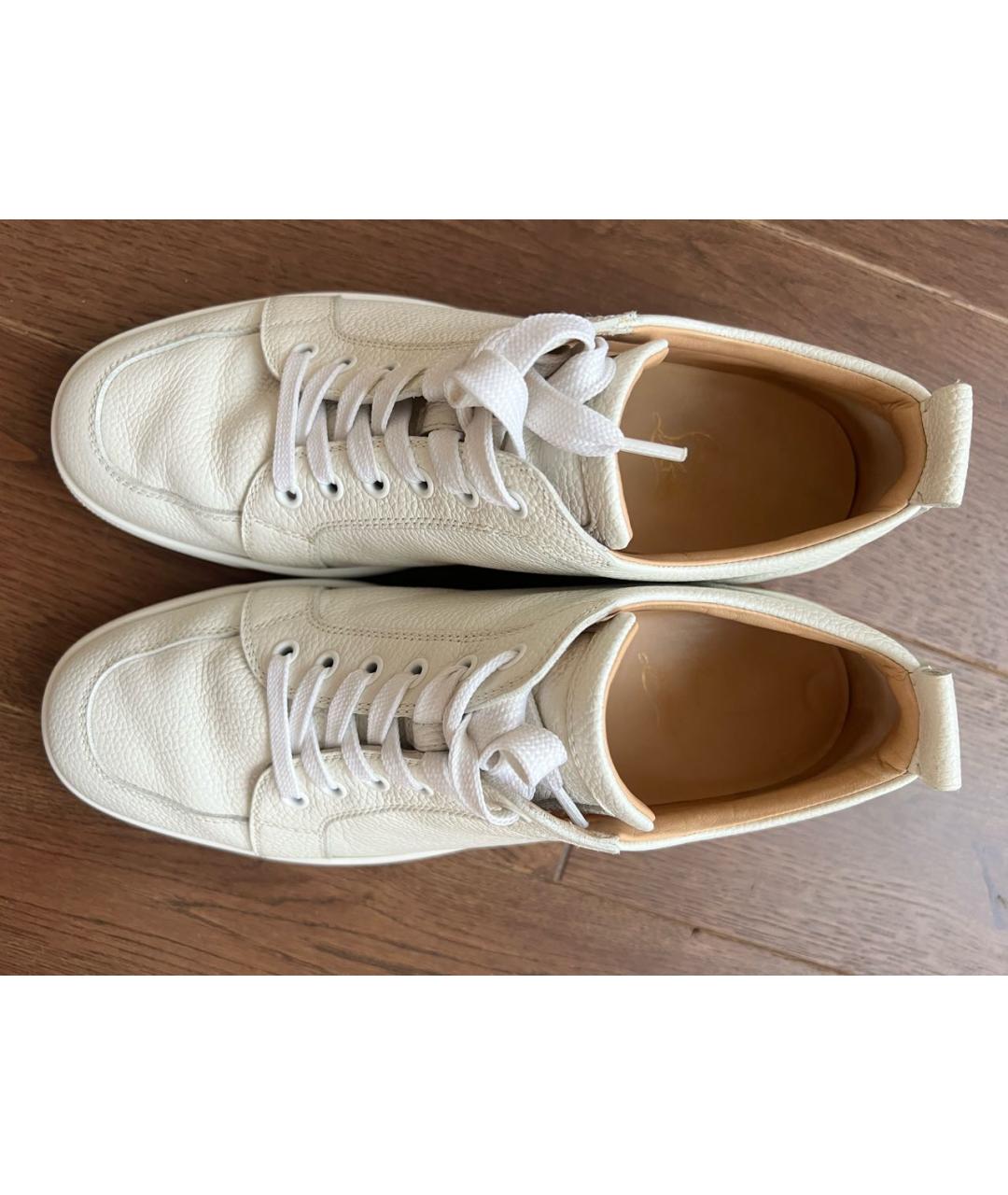 CHRISTIAN LOUBOUTIN Белые кожаные низкие кроссовки / кеды, фото 3