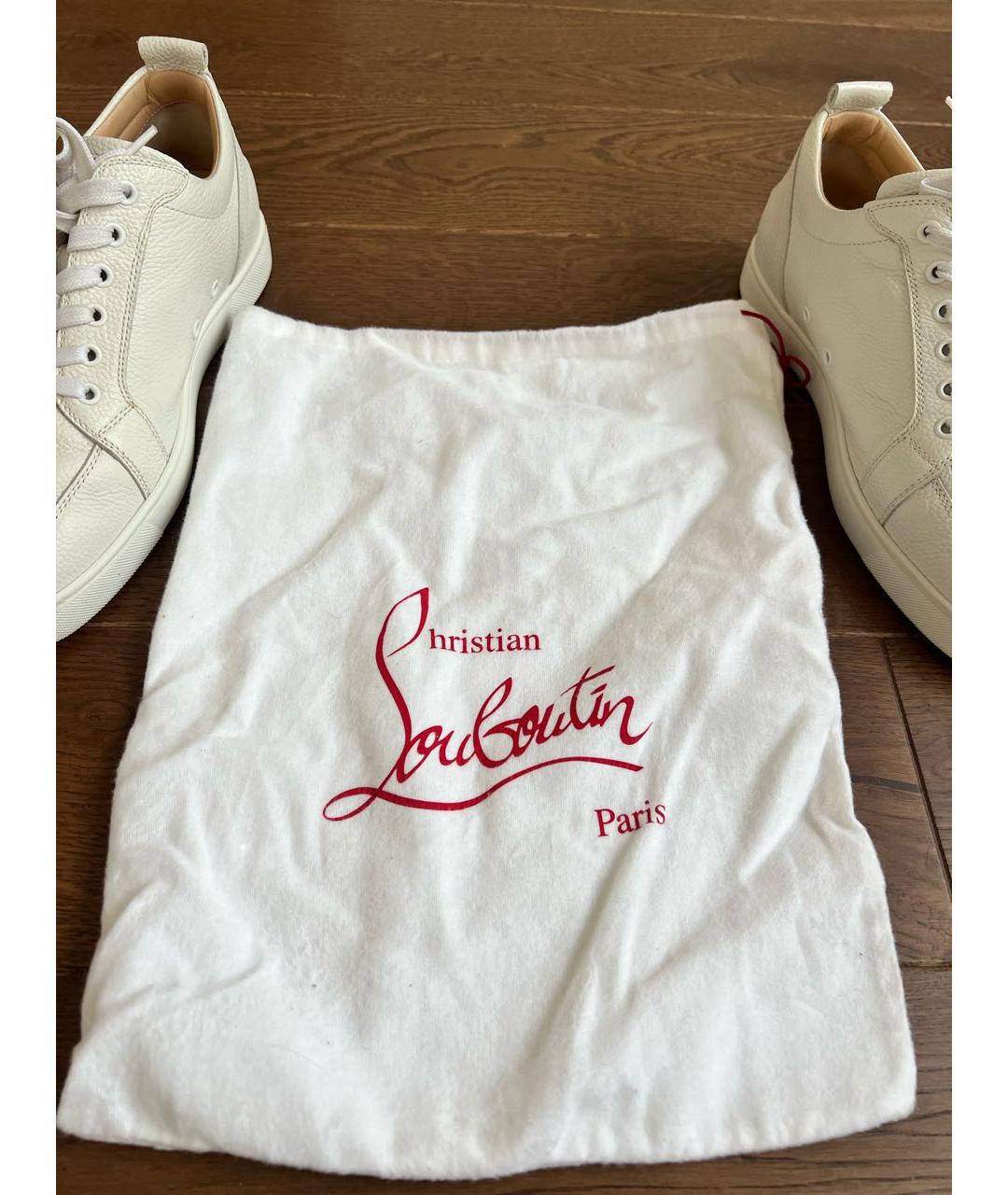 CHRISTIAN LOUBOUTIN Белые кожаные низкие кроссовки / кеды, фото 8