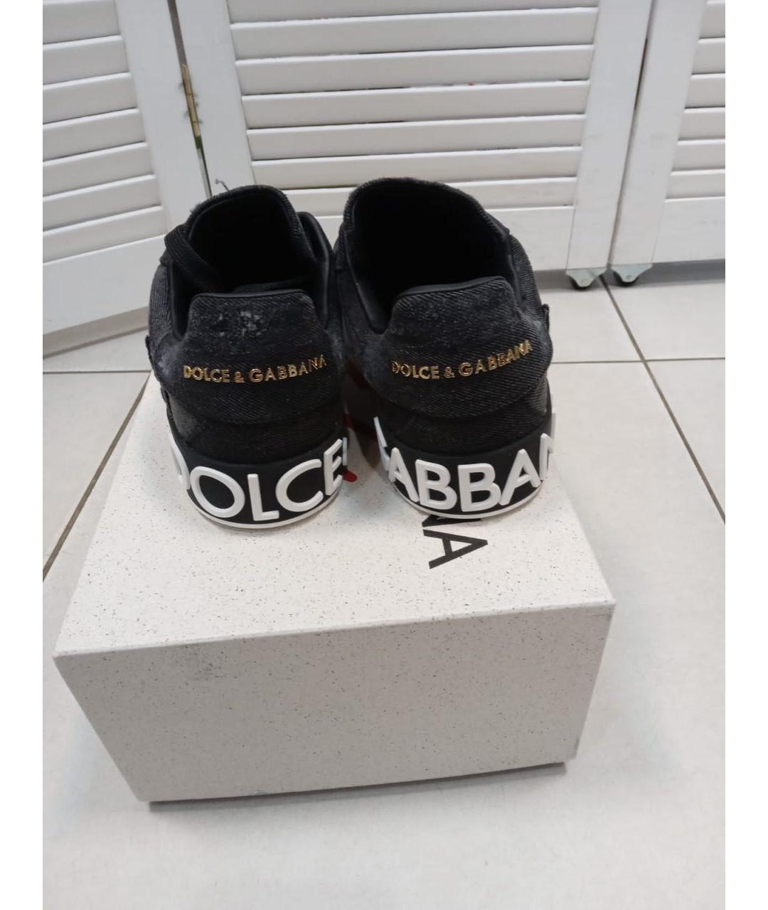 DOLCE&GABBANA Антрацитовые текстильные низкие кроссовки / кеды, фото 4
