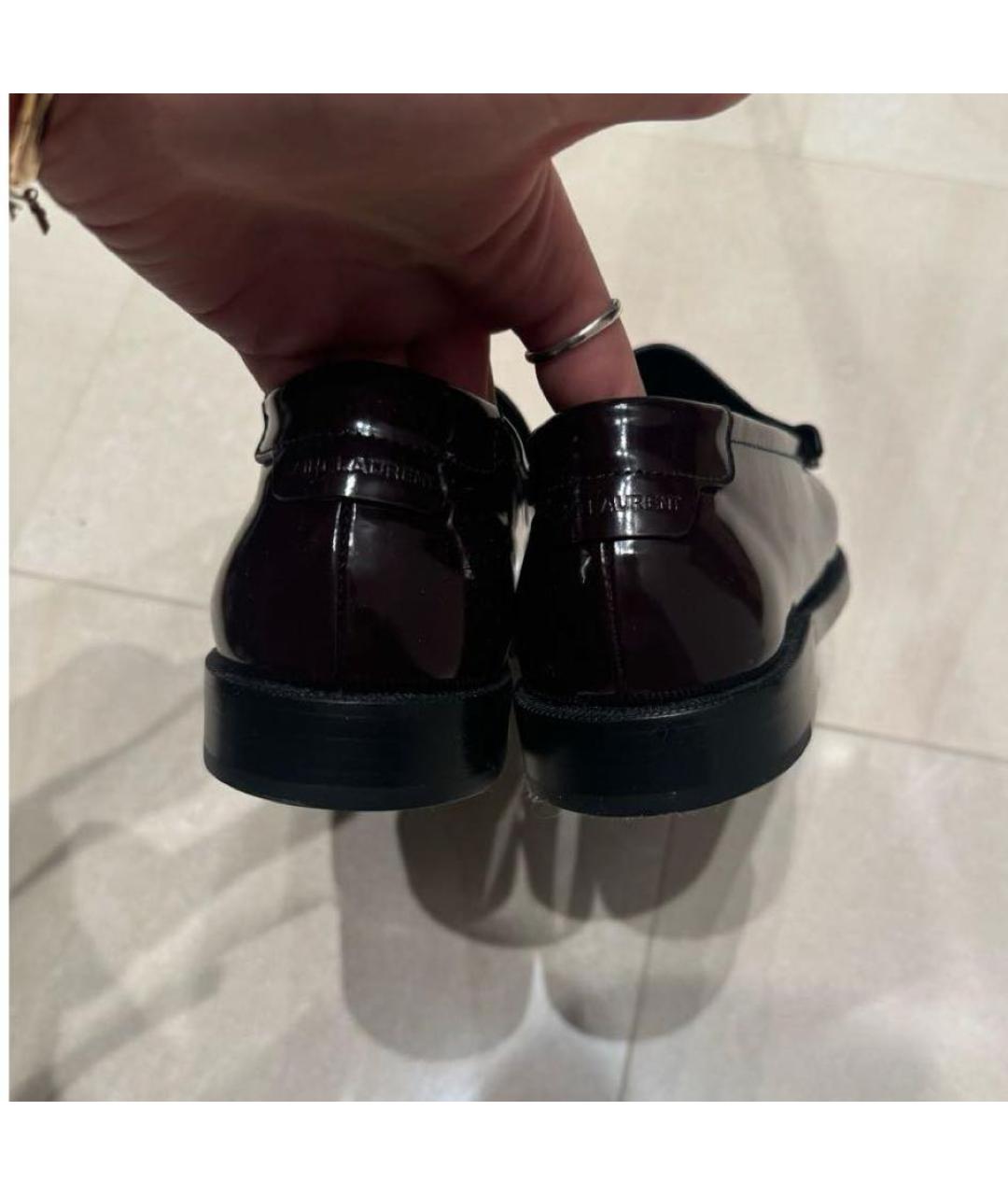 SAINT LAURENT Коричневые лоферы из лакированной кожи, фото 3