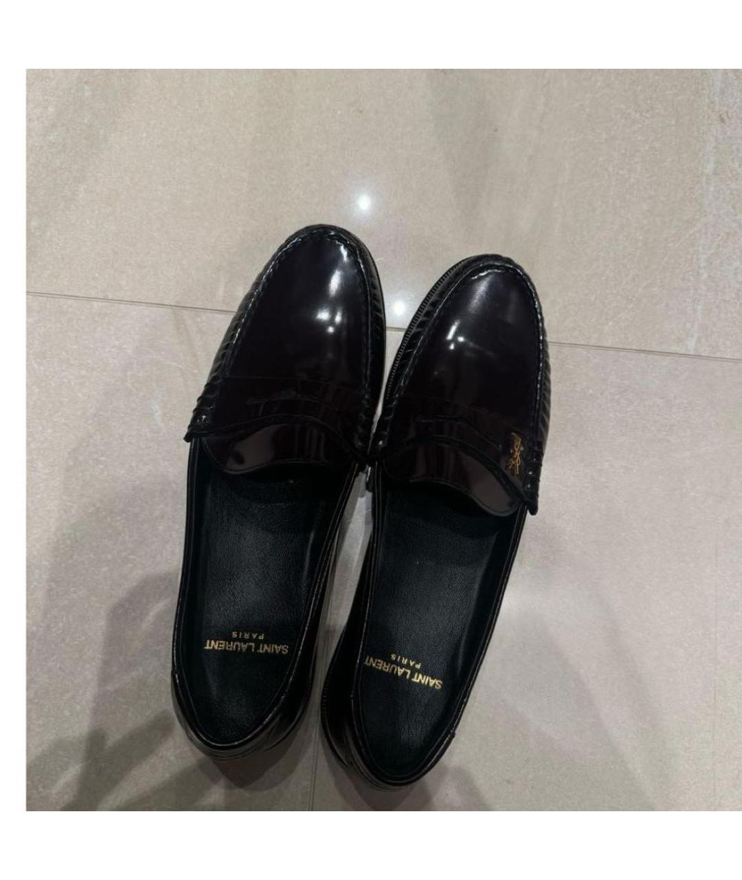 SAINT LAURENT Коричневые лоферы из лакированной кожи, фото 4