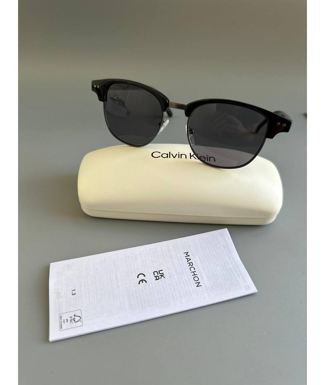 CALVIN KLEIN Черные пластиковые солнцезащитные очки, фото 5