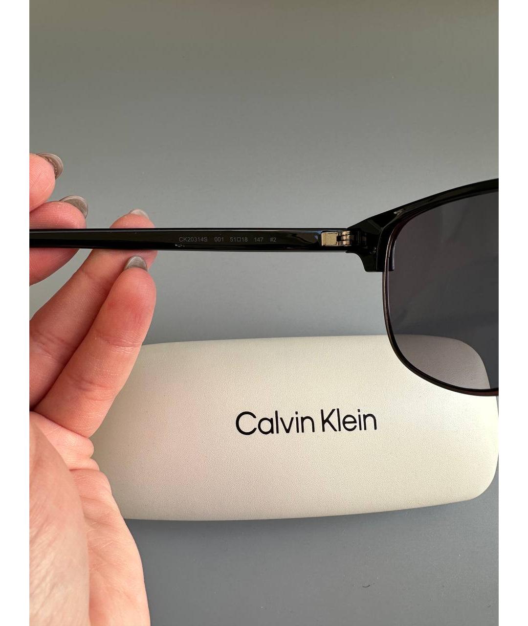 CALVIN KLEIN Черные пластиковые солнцезащитные очки, фото 3