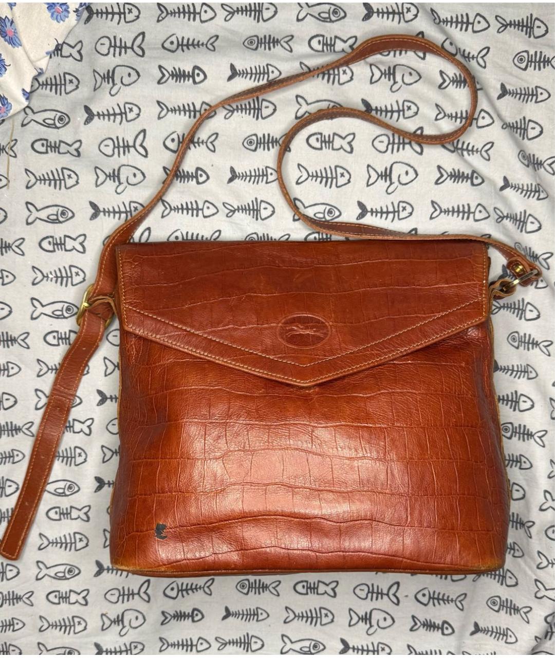 LONGCHAMP Коричневая кожаная сумка через плечо, фото 7