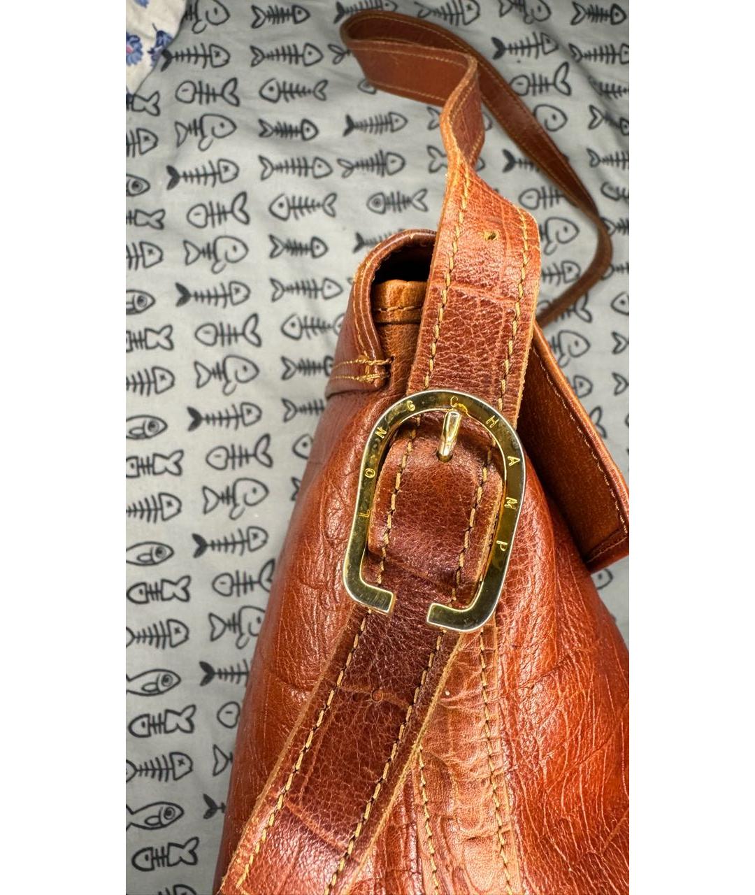 LONGCHAMP Коричневая кожаная сумка через плечо, фото 5