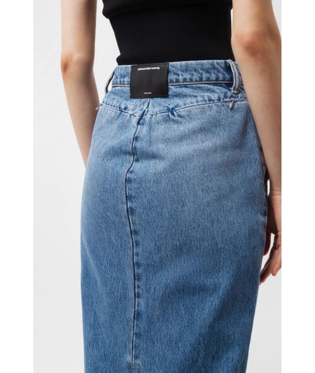 ALEXANDER WANG Голубая деним юбка макси, фото 3