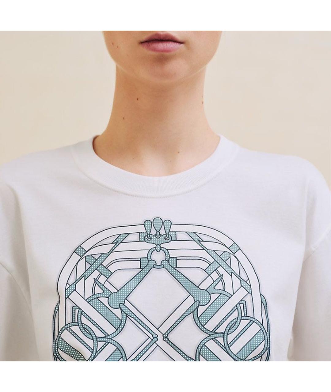 HERMES Белая хлопковая футболка, фото 3