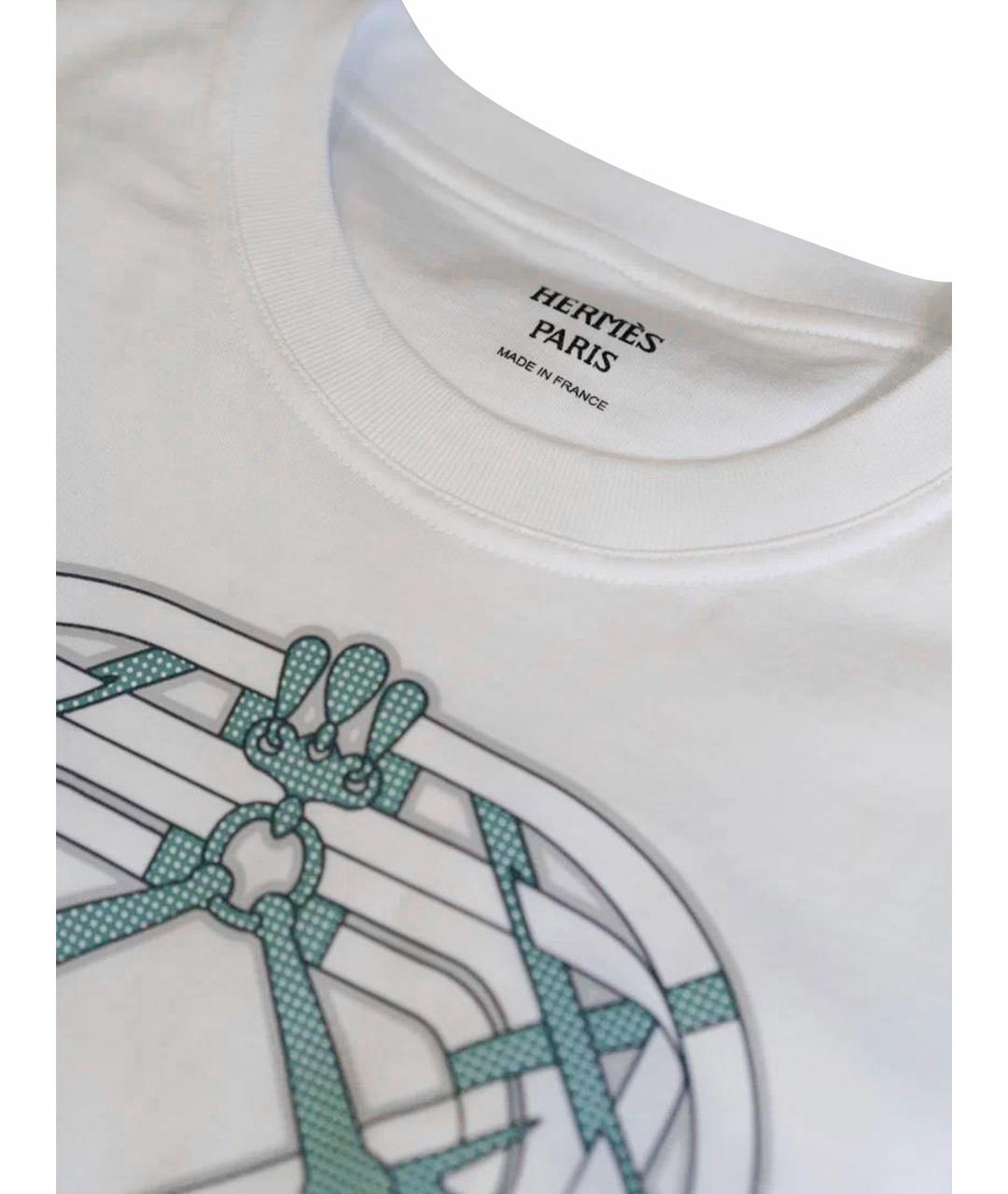 HERMES Белая хлопковая футболка, фото 7