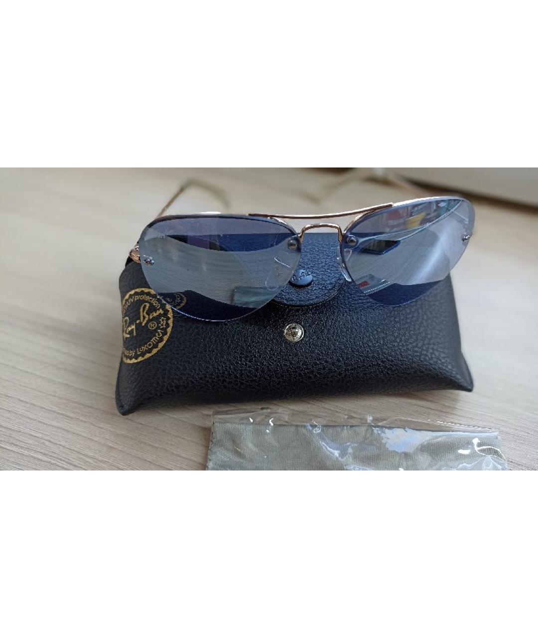 RAY BAN Голубые металлические солнцезащитные очки, фото 5
