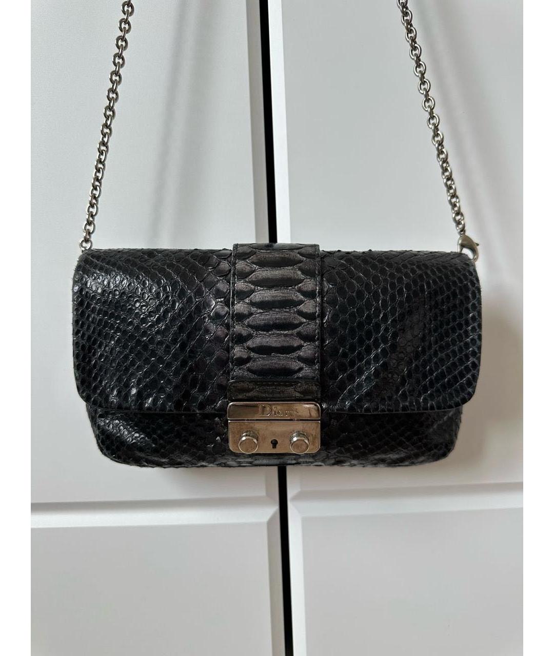 CHRISTIAN DIOR Черная сумка через плечо из экзотической кожи, фото 2
