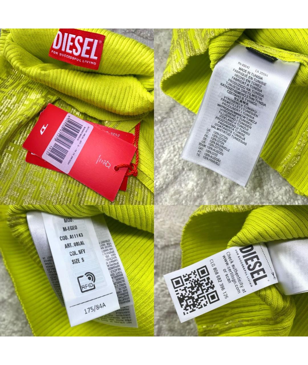 DIESEL Желтая хлопковая майка, фото 8