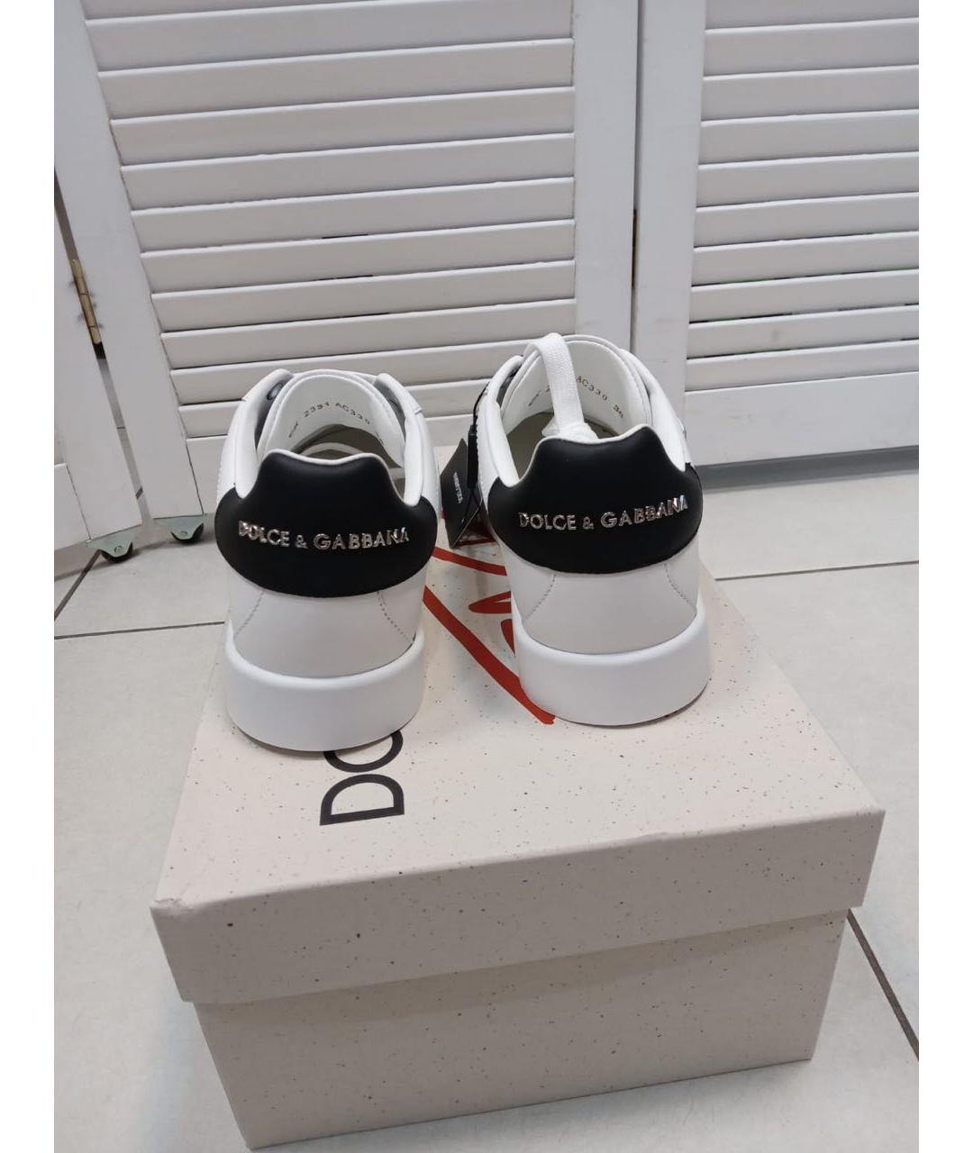DOLCE&GABBANA Белые кожаные кеды, фото 3