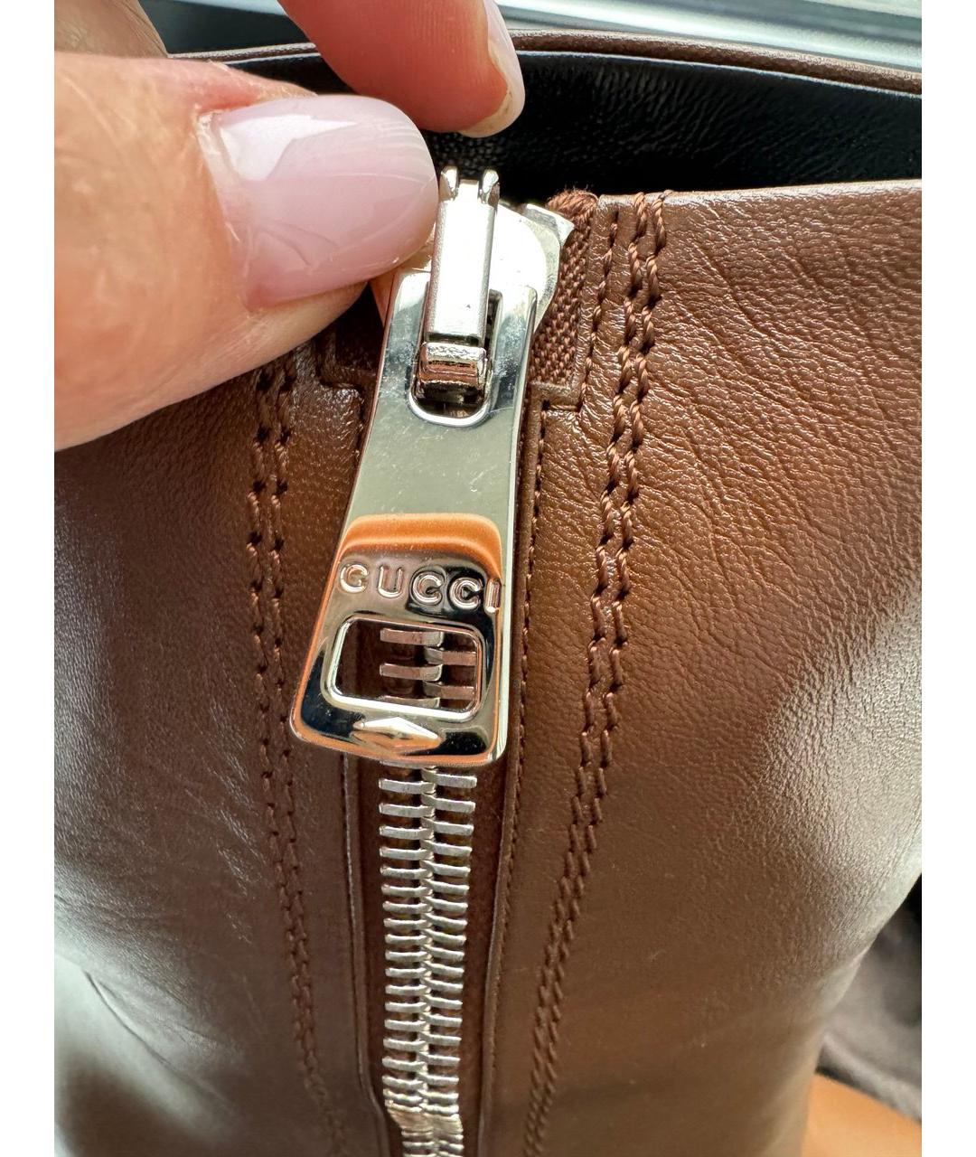 GUCCI Коричневые кожаные ботильоны, фото 7