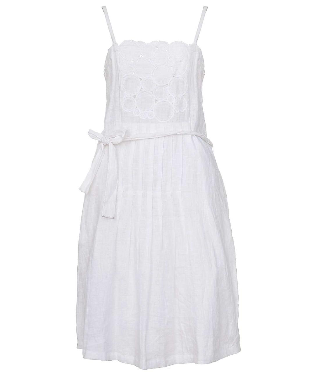 EMPORIO ARMANI Белое льняное повседневное платье, фото 1