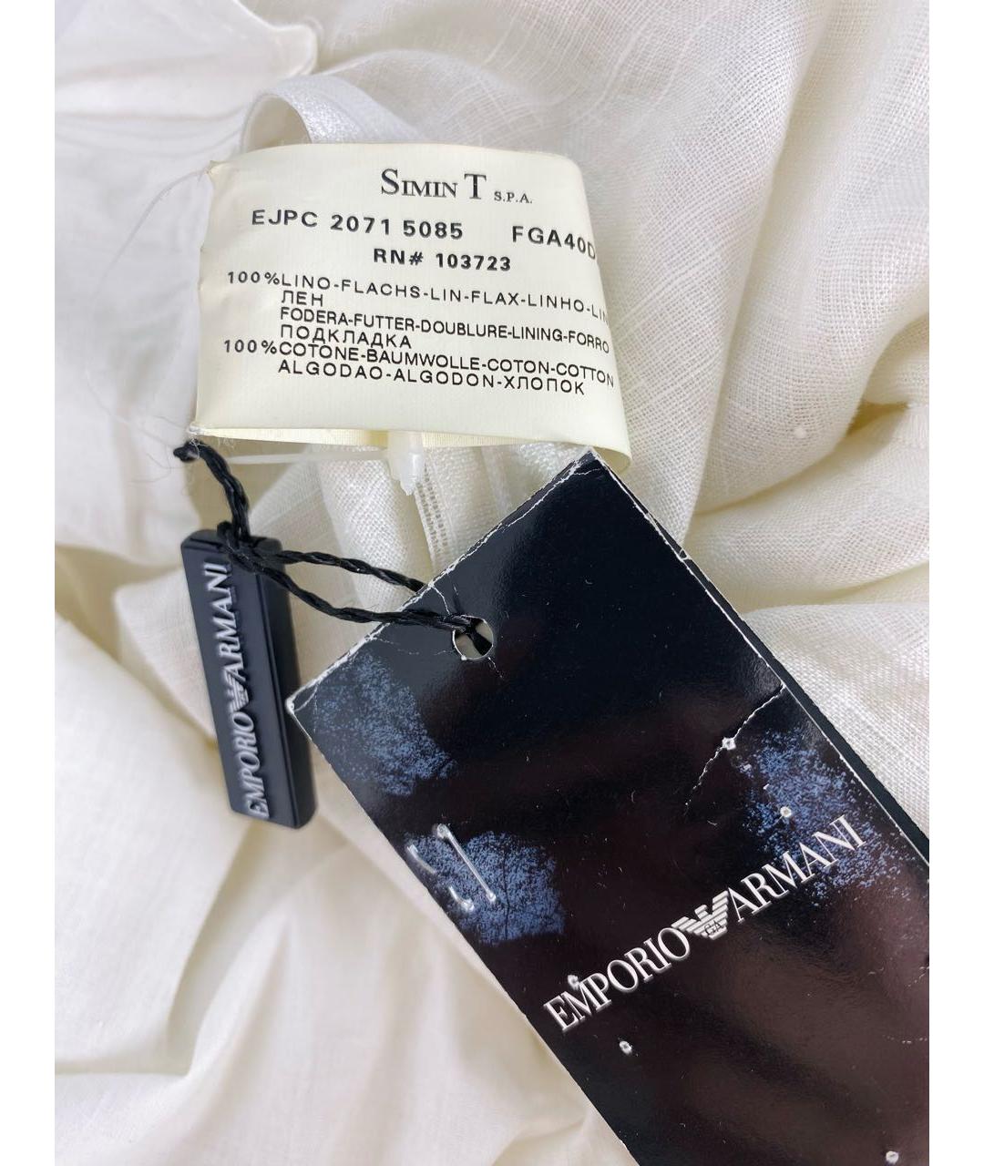 EMPORIO ARMANI Белое льняное повседневное платье, фото 4