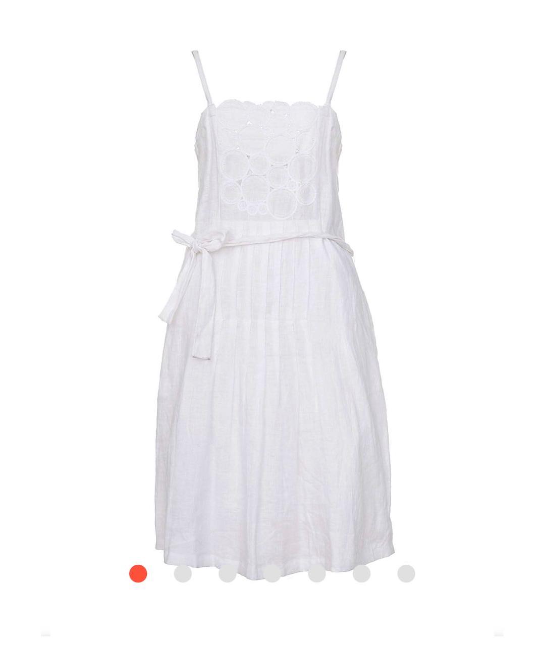 EMPORIO ARMANI Белое льняное повседневное платье, фото 8
