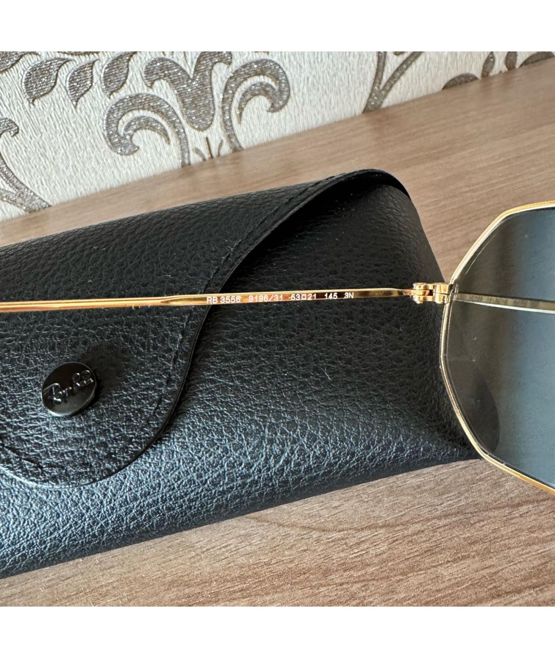 RAY BAN Золотые металлические солнцезащитные очки, фото 3