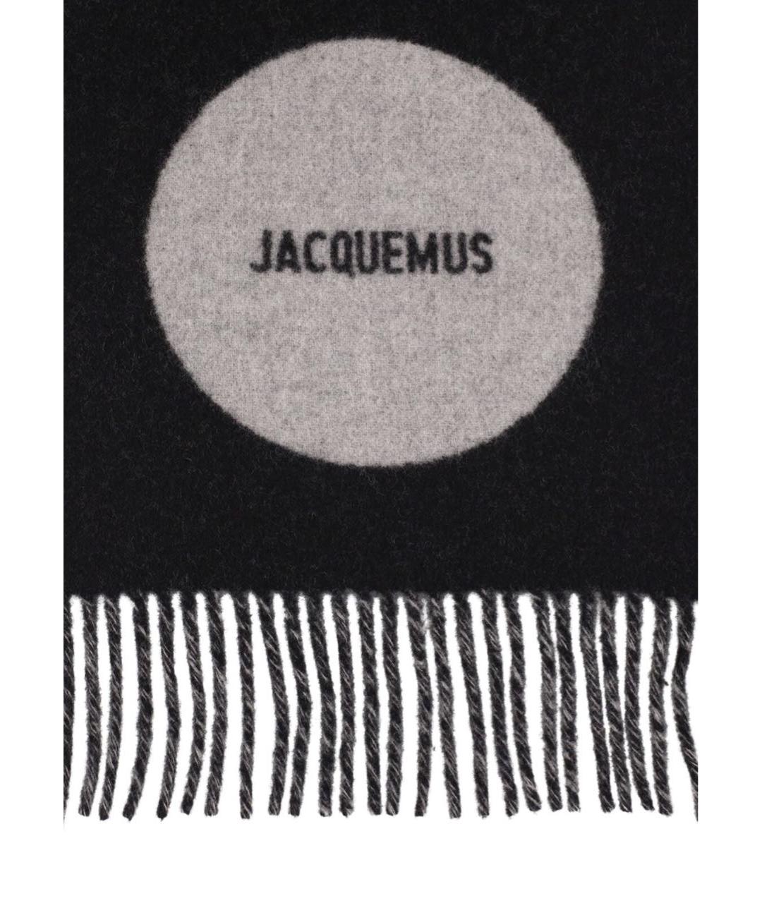 JACQUEMUS Черный шерстяной шарф, фото 4