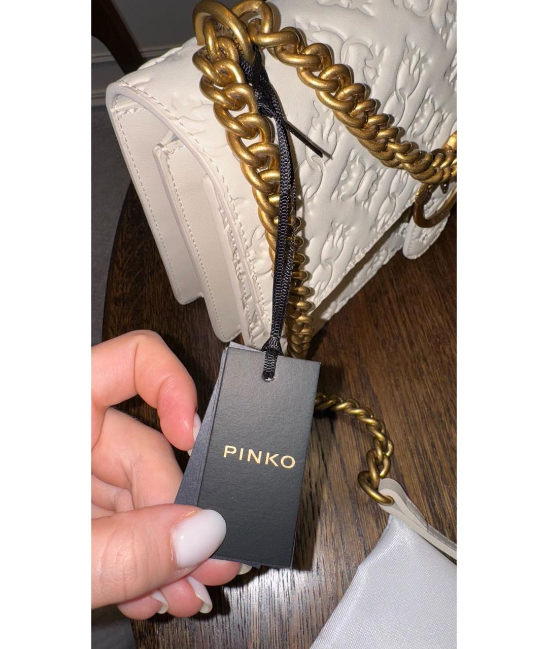 PINKO Белая кожаная сумка через плечо, фото 5
